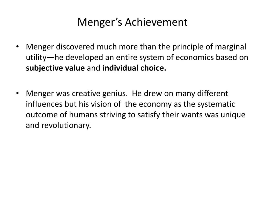 menger s achievement