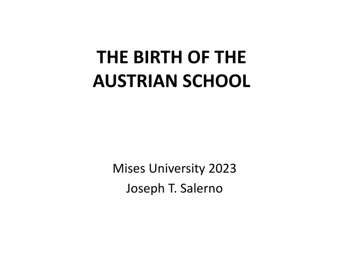 the birth of the austrian school