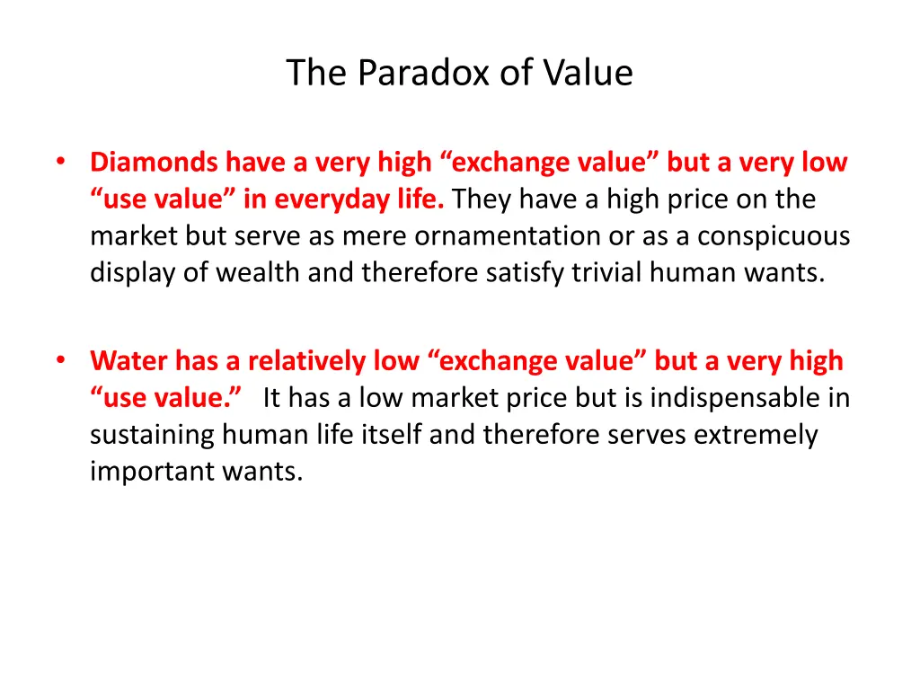 the paradox of value