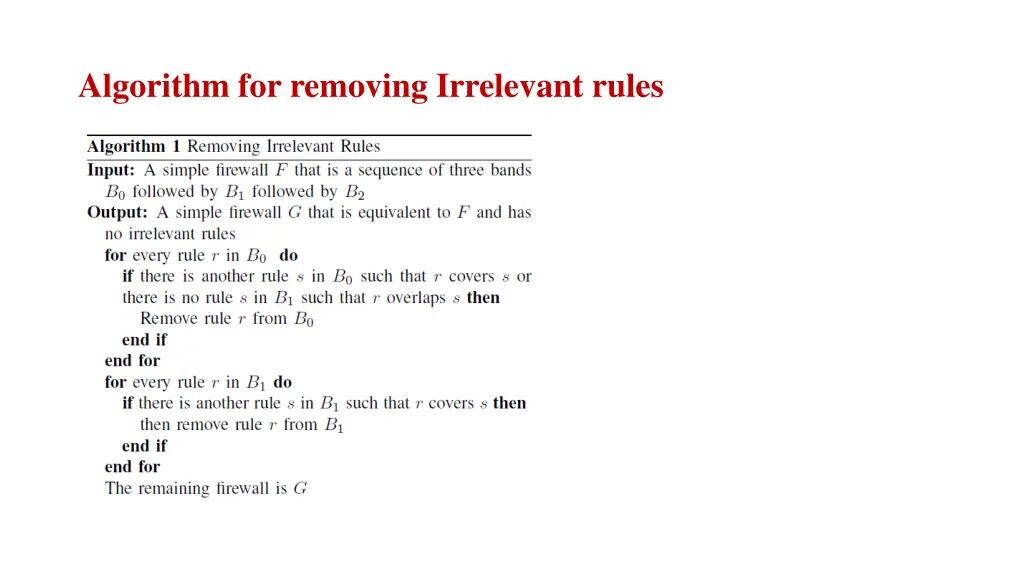 algorithm for removing irrelevant rules