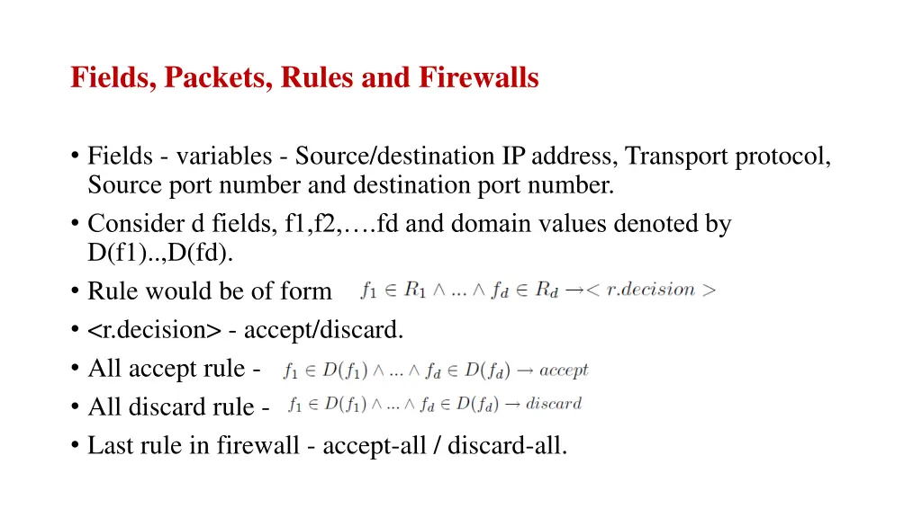 fields packets rules and firewalls