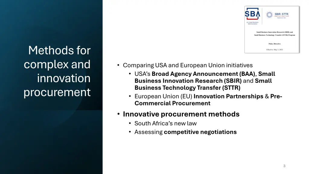 methods for complex and innovation procurement