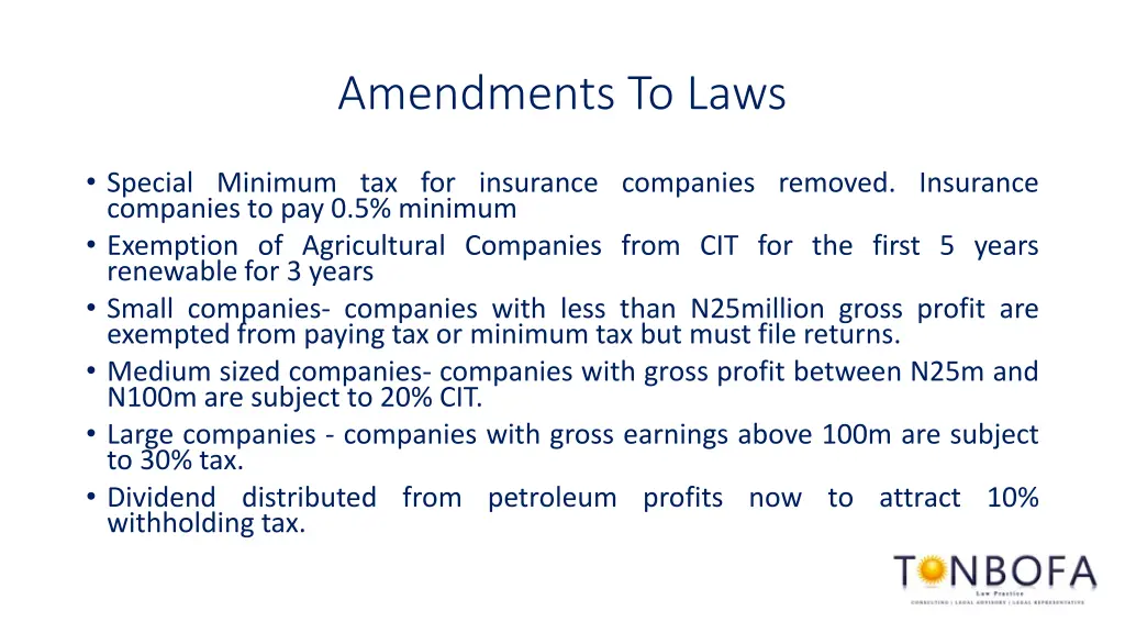 amendments to laws 1