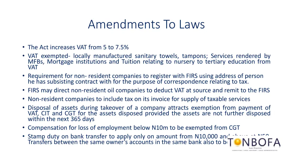 amendments to laws 2