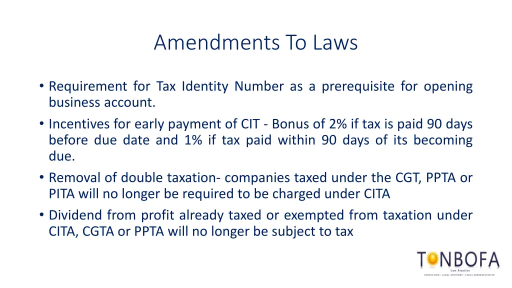amendments to laws