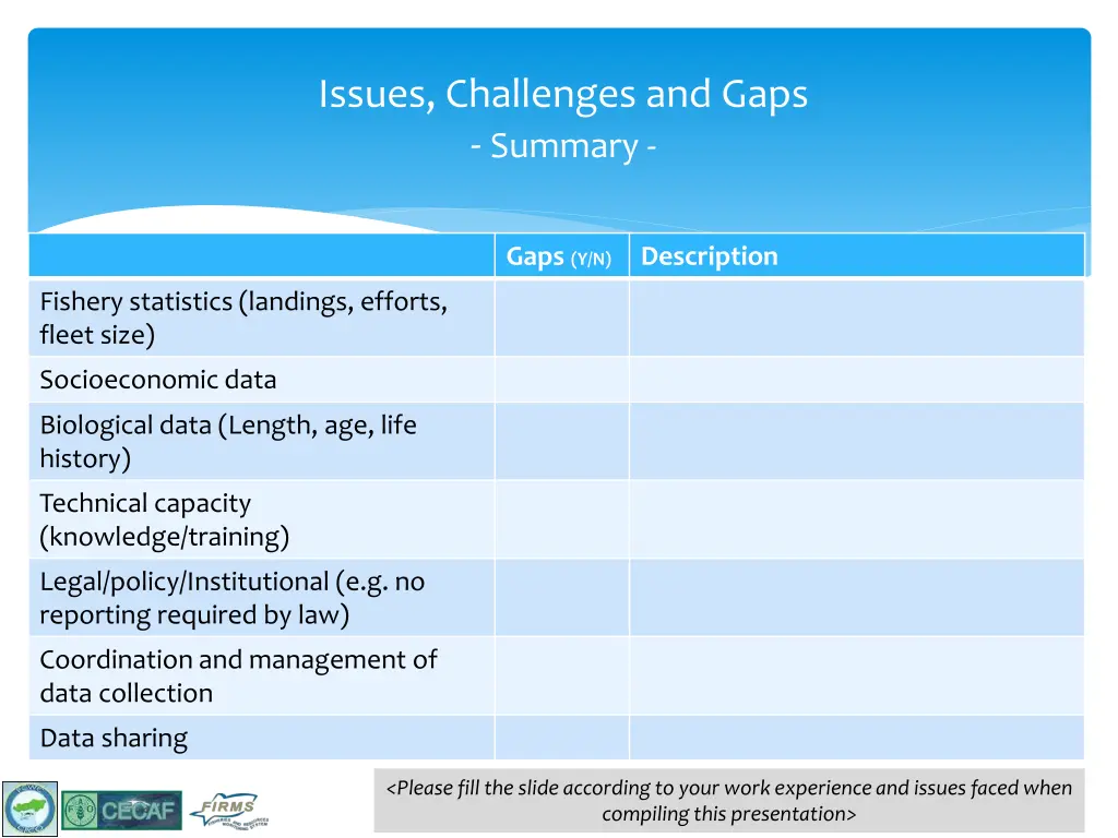issues challenges and gaps summary