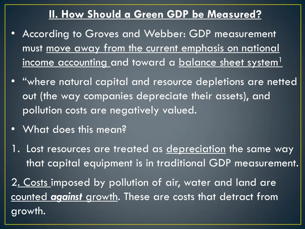 ii how should a green gdp be measured according