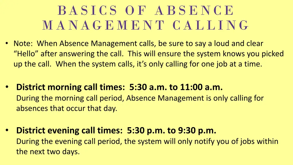 basics of absence management calling
