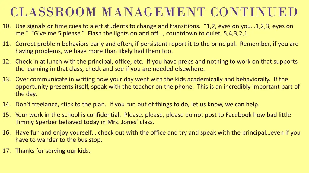 classroom management continued 10 use signals