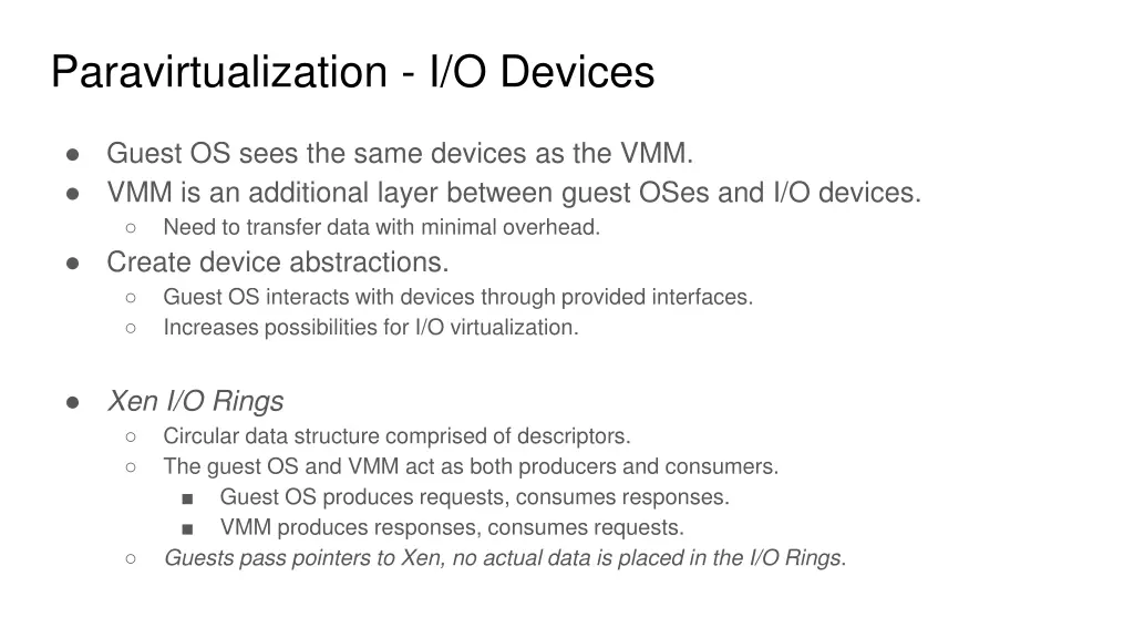 paravirtualization i o devices