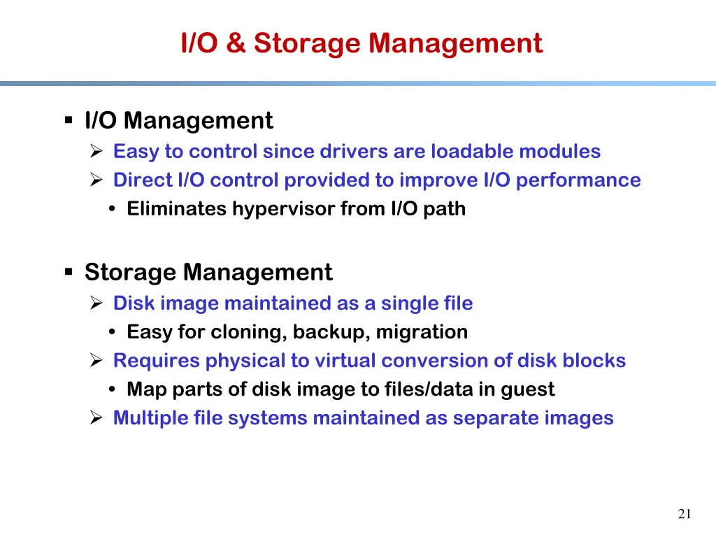 i o storage management