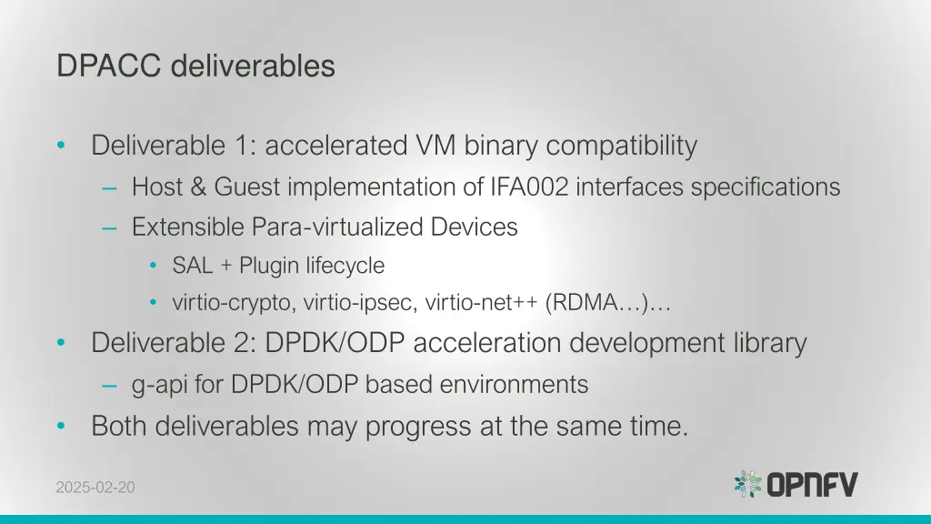 dpacc deliverables