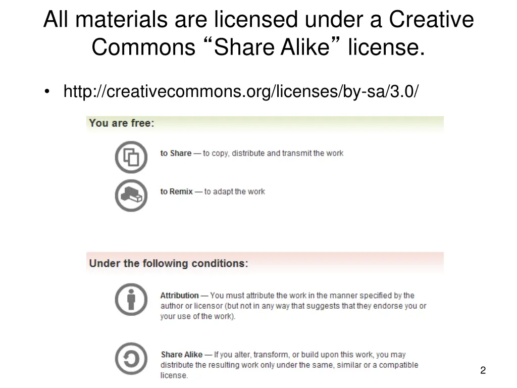 all materials are licensed under a creative