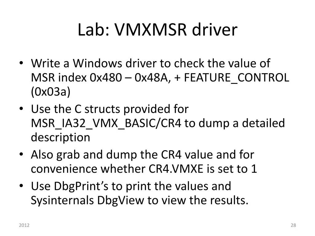 lab vmxmsr driver