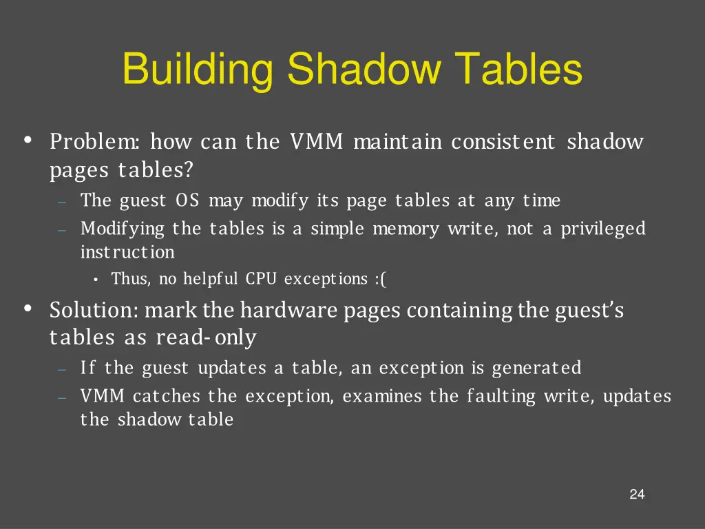 building shadow tables