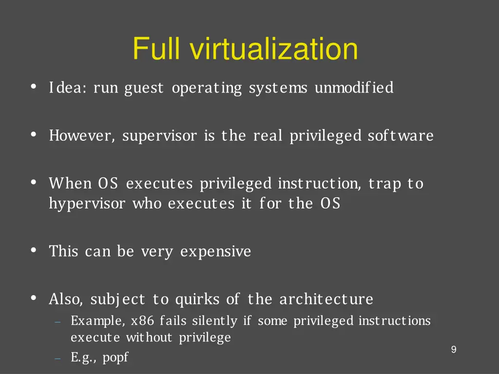 full virtualization idea run guest operating