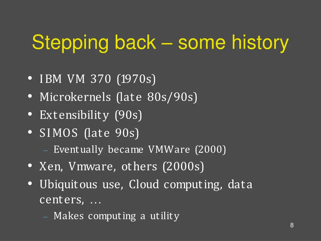 stepping back some history