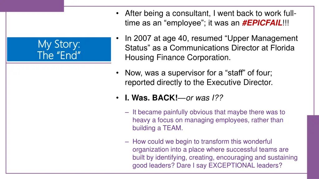 after being a consultant i went back to work full