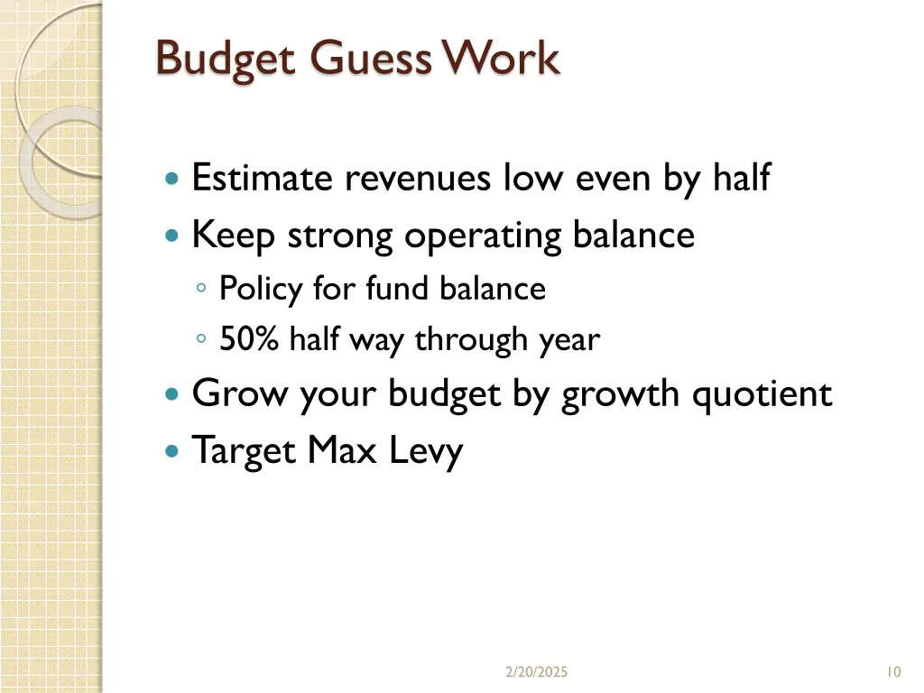 budget guess work