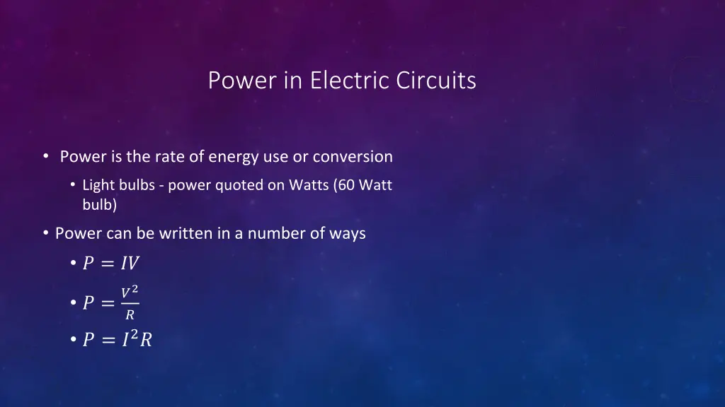 power in electric circuits