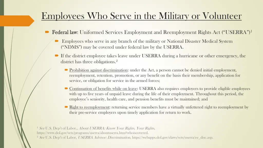 employees who serve in the military or volunteer