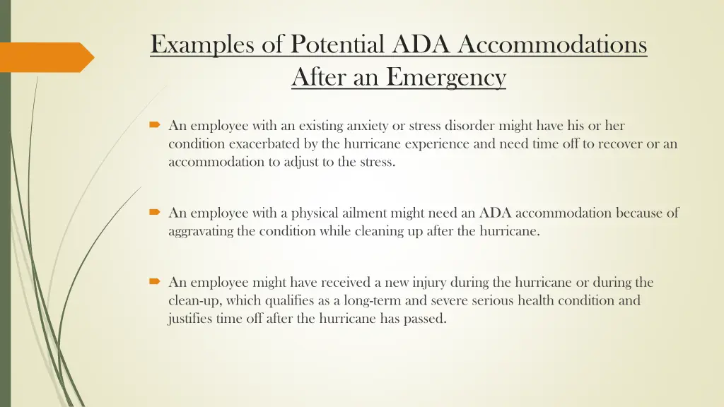 examples of potential ada accommodations after
