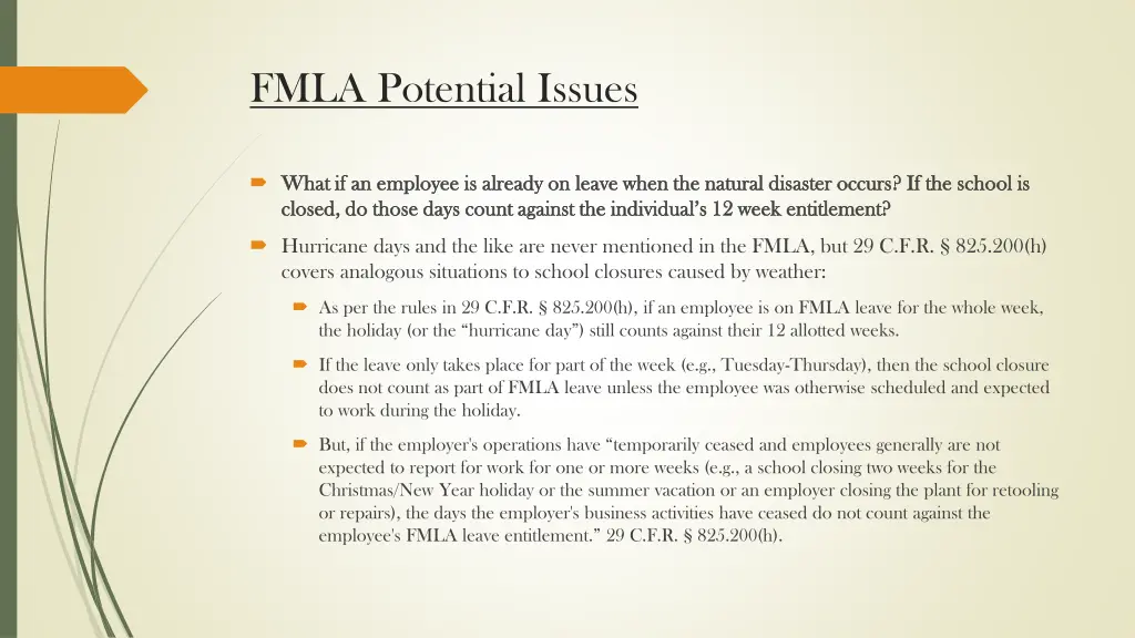 fmla potential issues 1