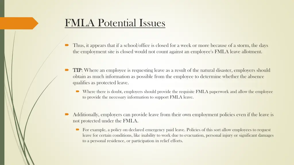 fmla potential issues 2