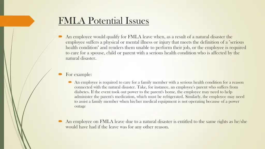 fmla potential issues