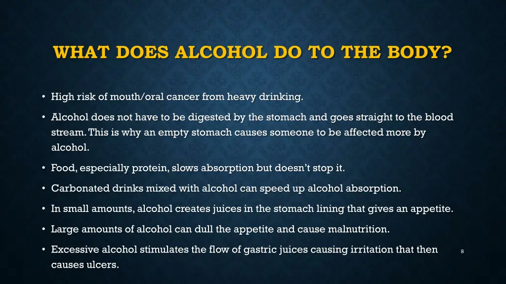 what does alcohol do to the body