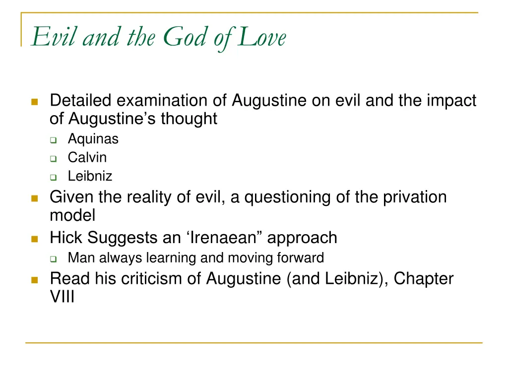 evil and the god of love