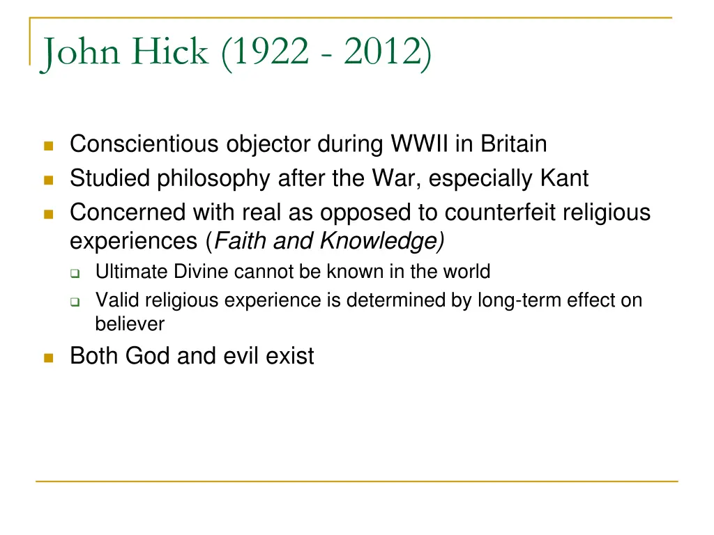 john hick 1922 2012