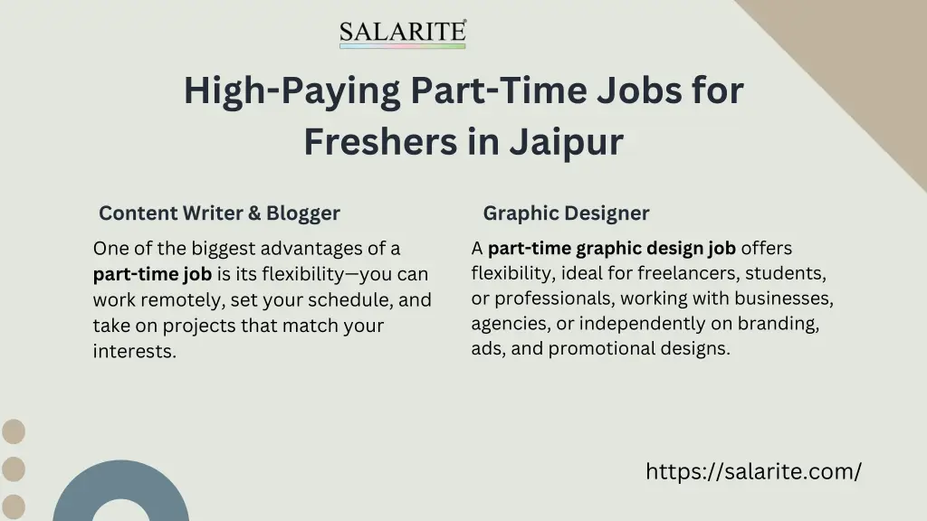 high paying part time jobs for freshers in jaipur