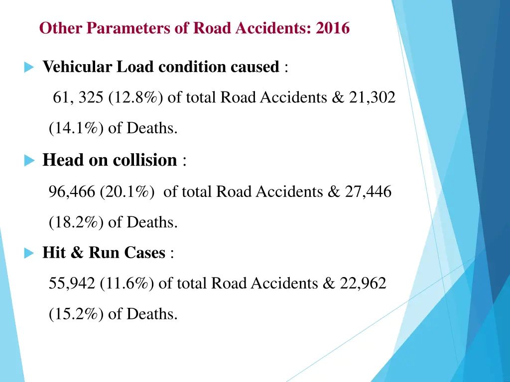 other parameters of road accidents 2016