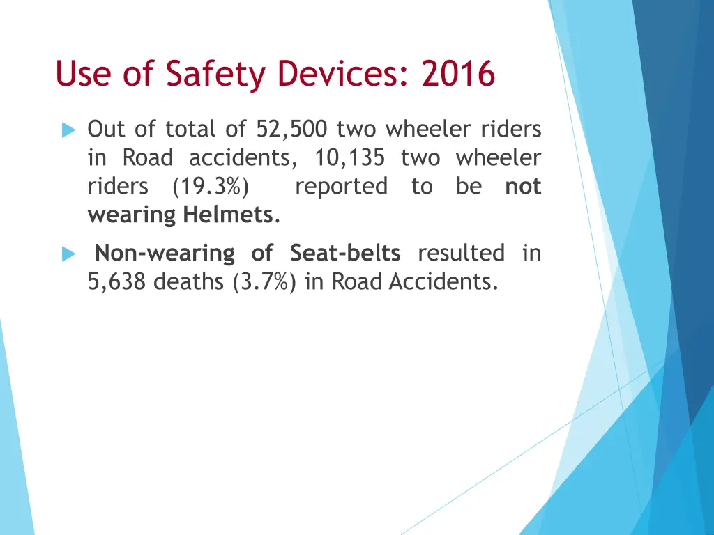 use of safety devices 2016