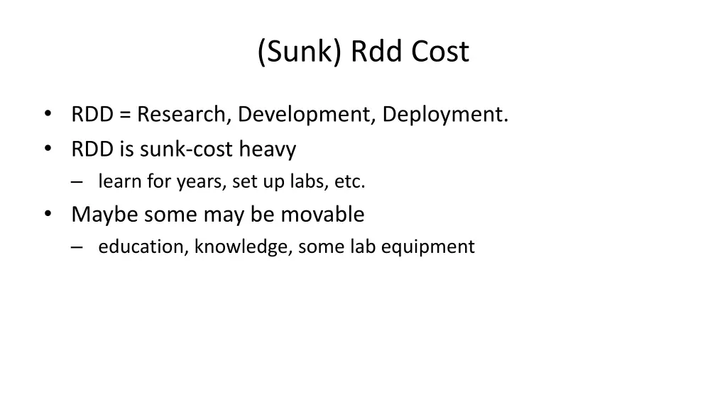 sunk rdd cost