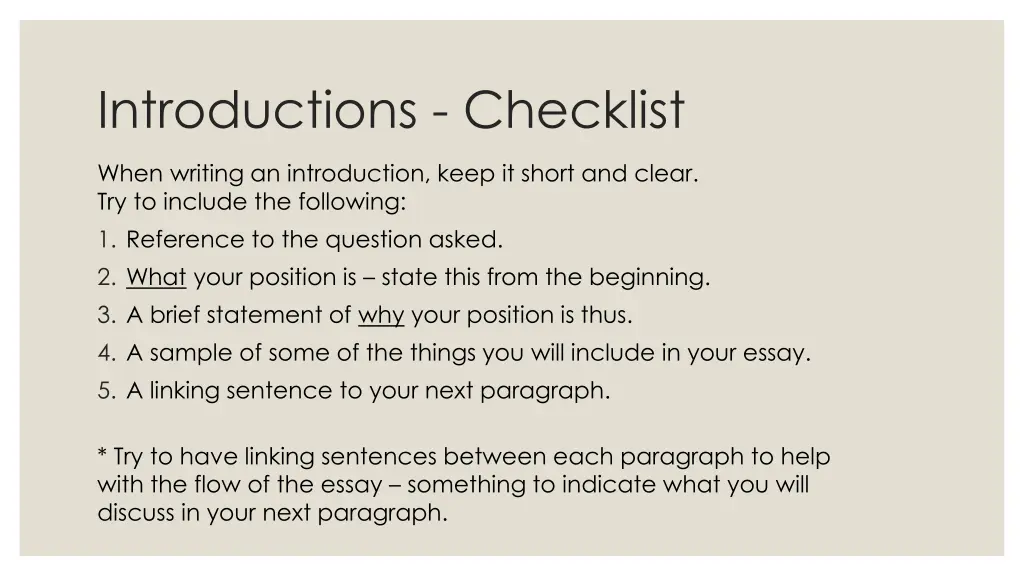 introductions checklist