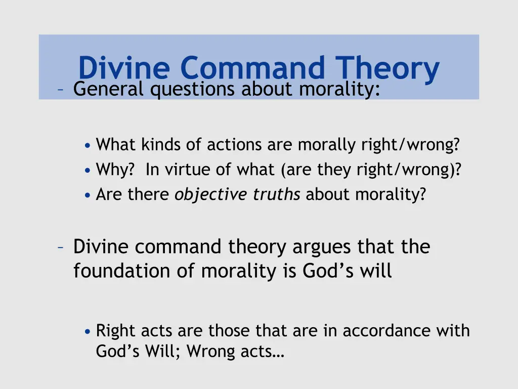 divine command theory general questions about