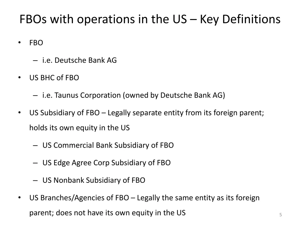 fbos with operations in the us key definitions