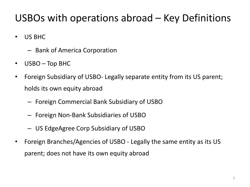 usbos with operations abroad key definitions