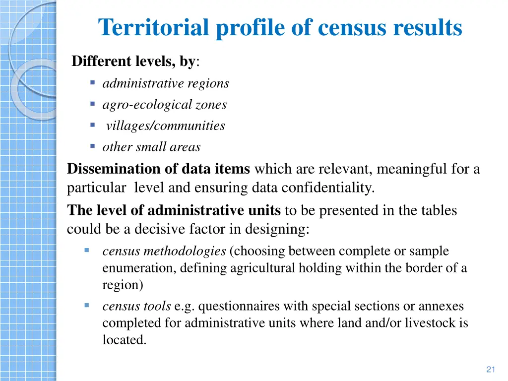 territorial profile of census results