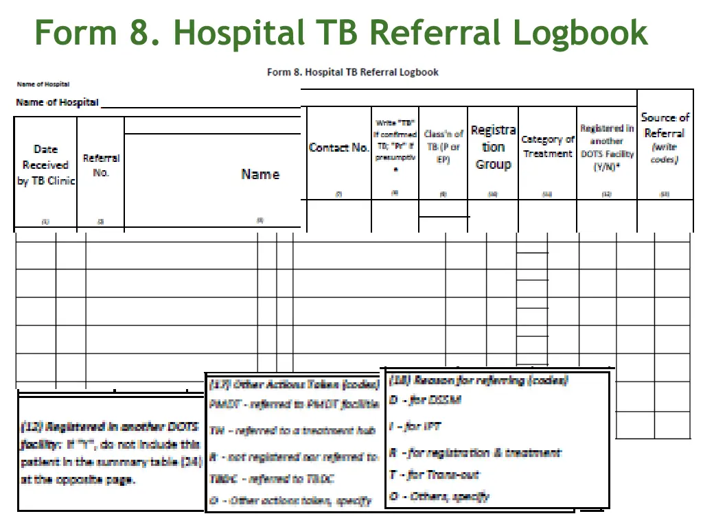 form 8 hospital tb referral logbook