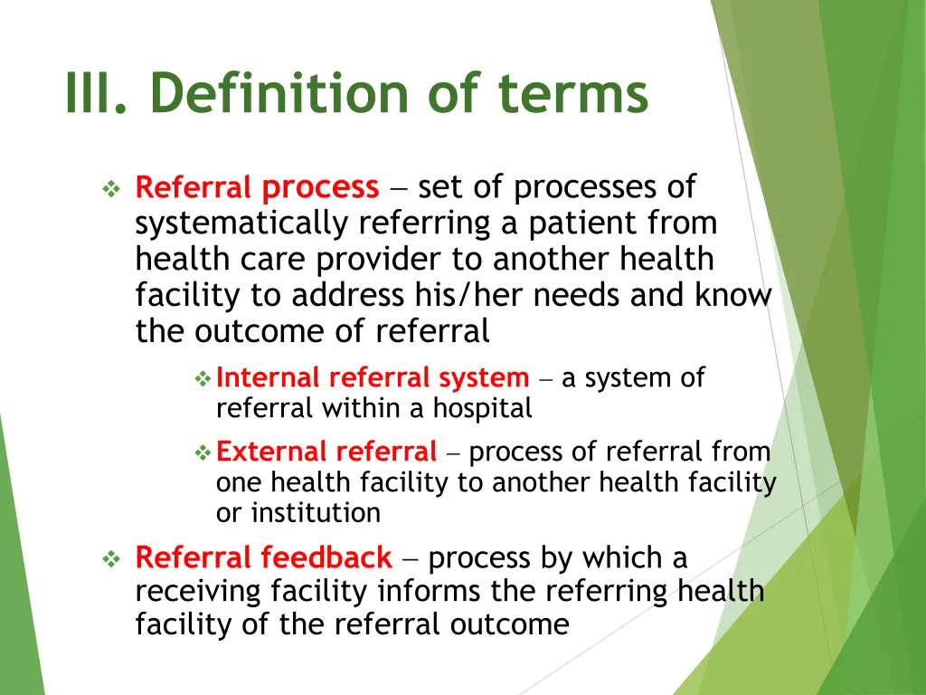 iii definition of terms