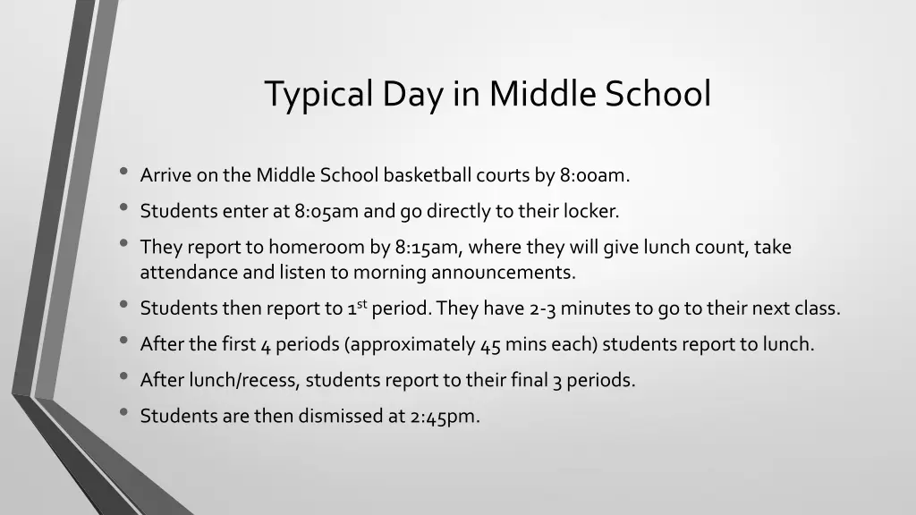 typical day in middle school