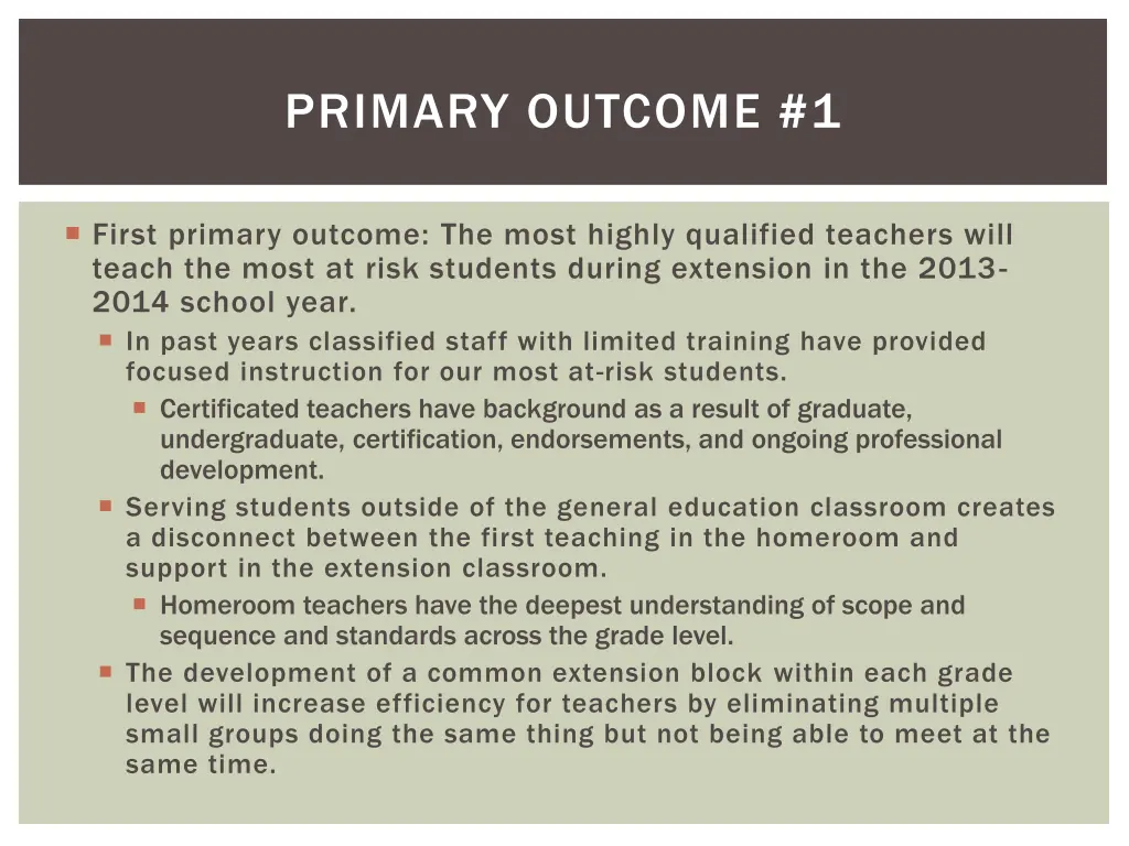 primary outcome 1