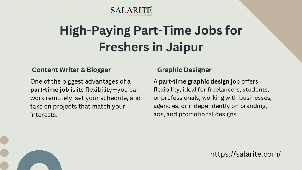 high paying part time jobs for freshers in jaipur
