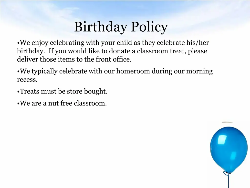 birthday policy