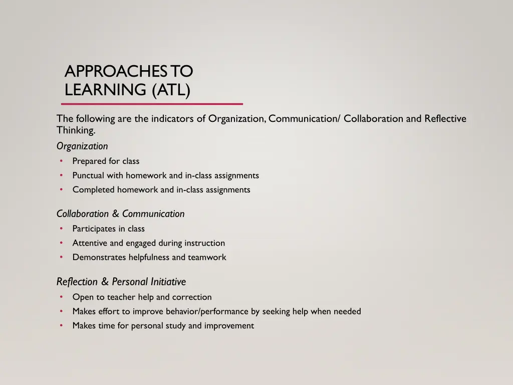 approaches to learning atl 1