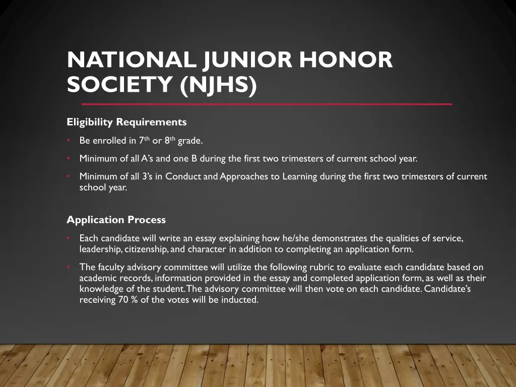 national junior honor society njhs