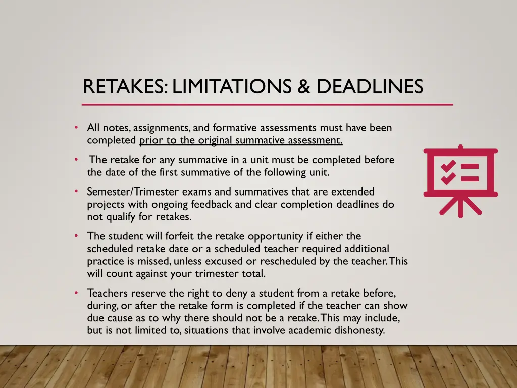 retakes limitations deadlines